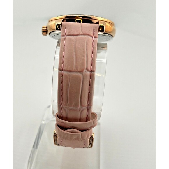 VICTORIA WIECK Womens Wrist Watch Pink Rose Gold Crystals Leather Band Sparkle main image 5